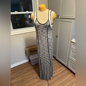 Spense Gray and White Sleeveless Sundress Graphic Maxi Dress Size Medium